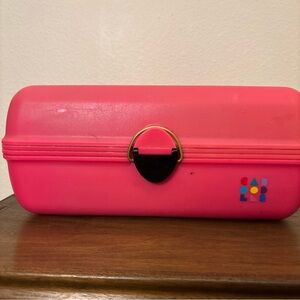Caboodles Makeup Case Hot Pink Black Vintage 1990s Model 2602 USA Slide Trays